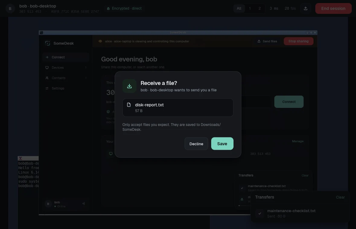 Receiving a file